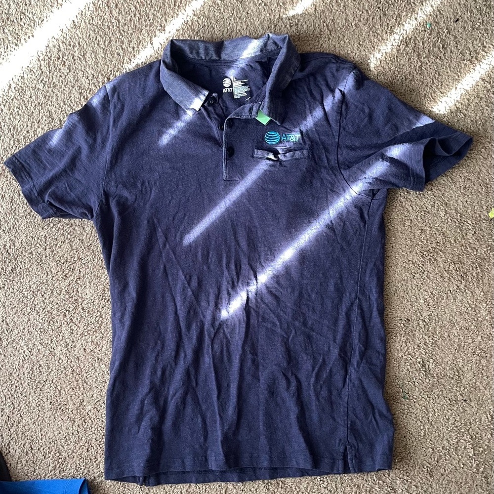 AT&T Employee Uniform Work Polo Shirt Short Sleeve Navy Blue  AT&T Mens Large